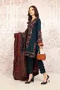 Elegant Embroidered Suit Set - 3 Pcs in Maroon with Printed Wool Dupatta