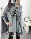 Women's Fleece Printed Poncho