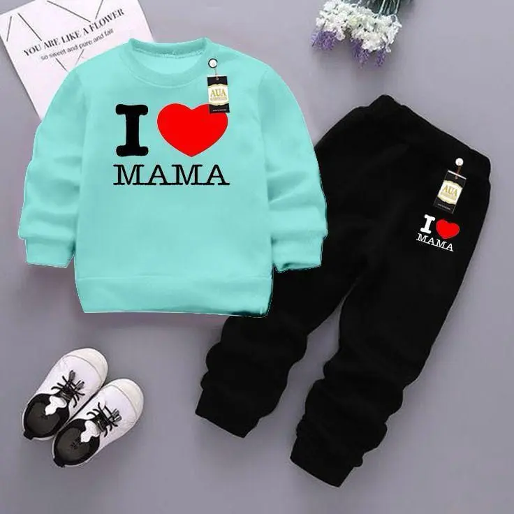 2 Pcs Girl's Fleece Printed Sweatshirt Tracksuit